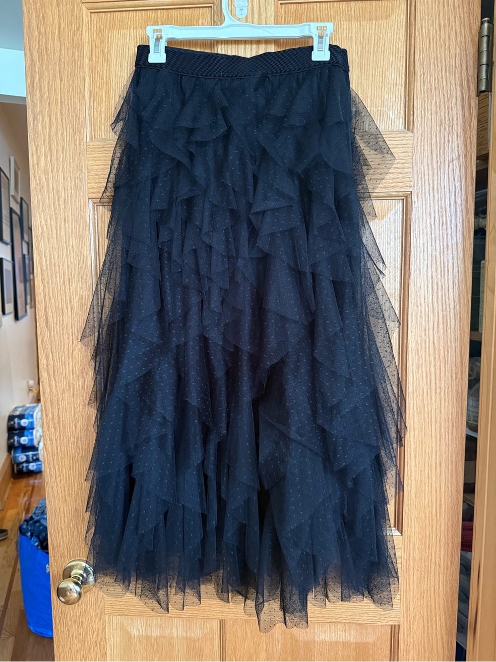 Anthropologie Black Layered Tulle Ruffle Skirt